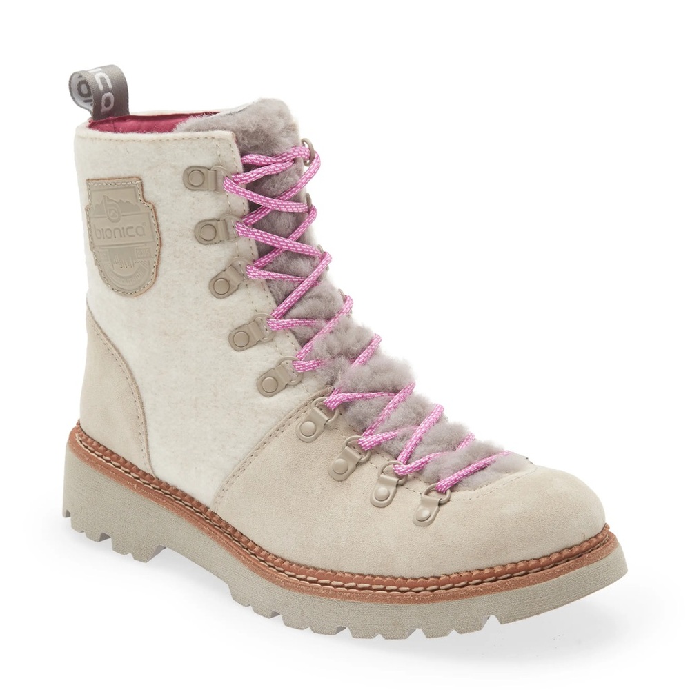NWT $180  BIONICA DARLENE ITALIANSUEDE LEATHER WATERPROOF BOOTS MOONSTONE